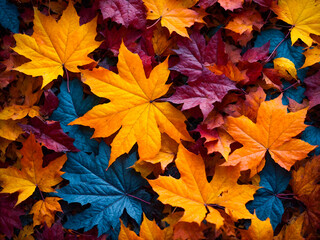 Naklejka na ściany i meble a colorful array of autumn leaves with a rich palette