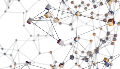 technology with polygonal shapes on dark blue background.