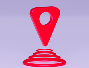 red realistic 3d map pin pointer,Check in location on the map diagram 3D icon Red