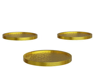 gold stage podium with shadow isolated on white background