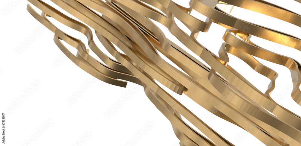 Poster golden weave: abstract 3d gold cloth illustration with intricate patterns