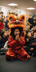 Chinese Dragon New Year Celebration. AI Generated.