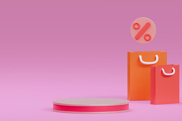 Obraz premium 3d stand for display.stage show discount.idea for promotion concept online shopping