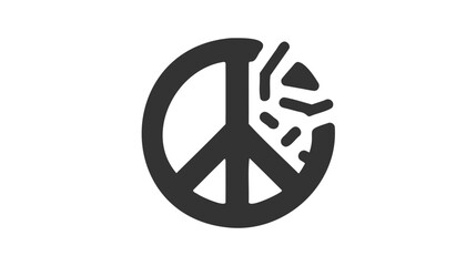 Black vector illustration of a fragmented peace symbol