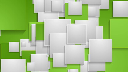 Green and grey squares geometric tech abstract background