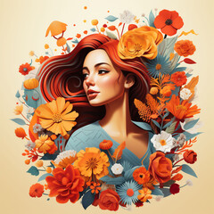 Beautiful girl abstract rendered illustration