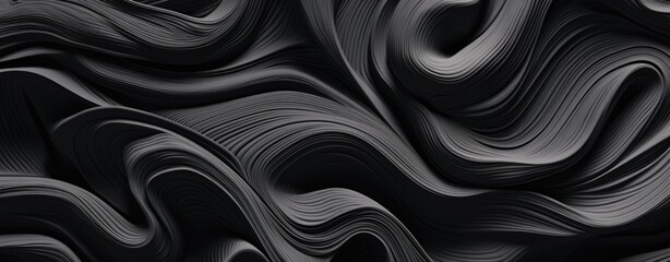 Elegant Black and White Flowing Abstract Textured Waves Design