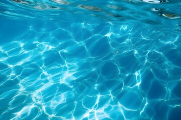 swimming pool with sun reflections in blue water. abstract background.