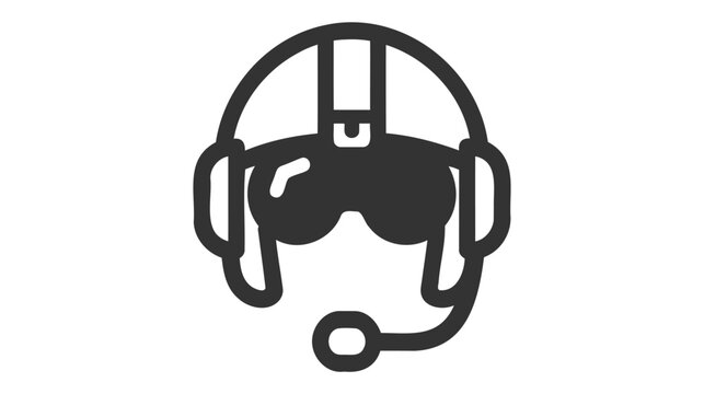 Pilot Helmet Icon. Airforce, Army Symbol - Vector