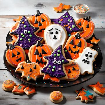 halloween cookies and pumpkin