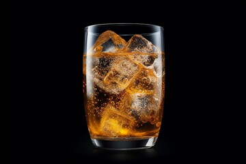 Clear carbonated drink in glass. Generative AI