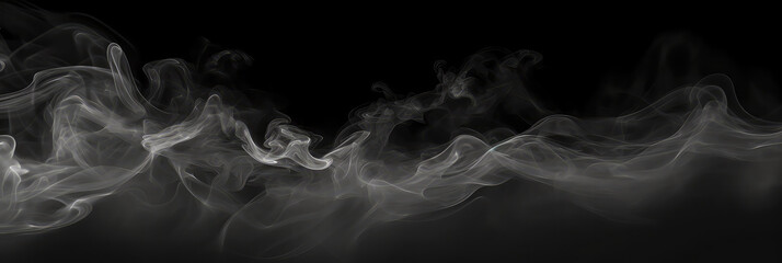 Weisser Rauchwolken auf schwarzem Hintergrund. Generiert mit KI - obrazy, fototapety, plakaty