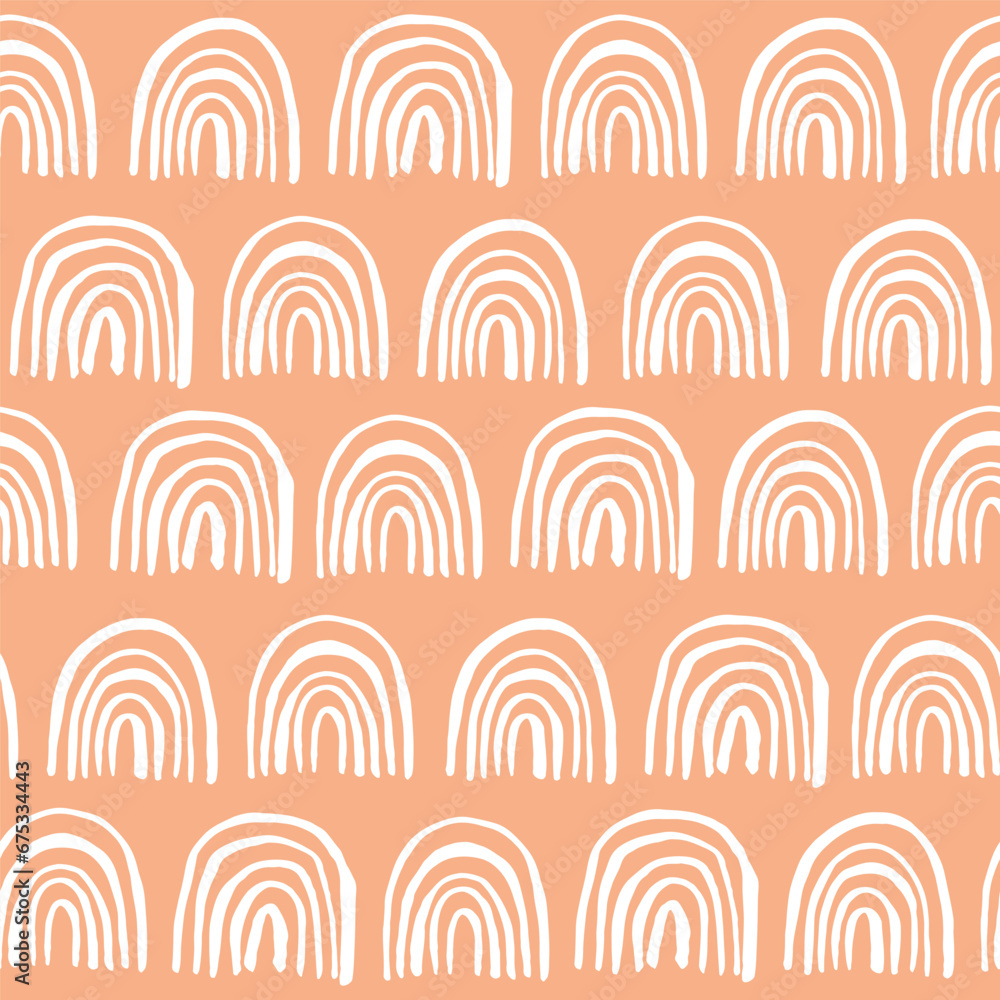Poster seamless pattern with hand drawn rainbows