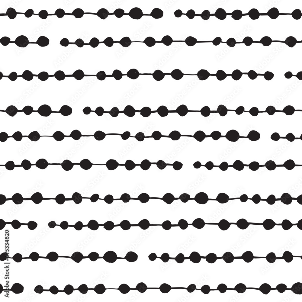 Aufkleber seamless abstract pattern with black hand drawn lines and dots