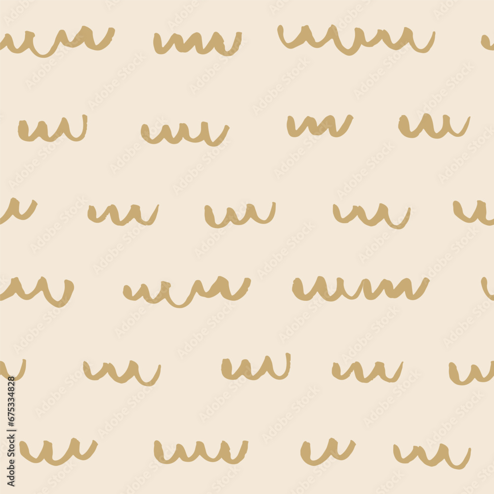 Poster seamless minimalistic pattern with black hand drawn waves