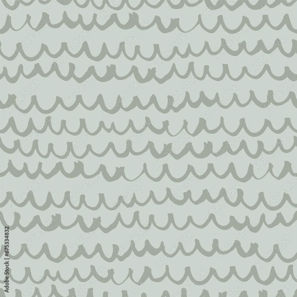 Poster seamless minimalistic pattern with black hand drawn waves