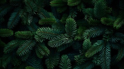 Fototapeta na wymiar Green fir tree macro winter texture background.