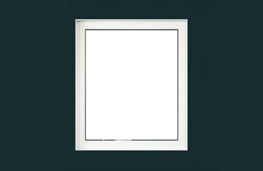 blank photo frame on green wall. Png file