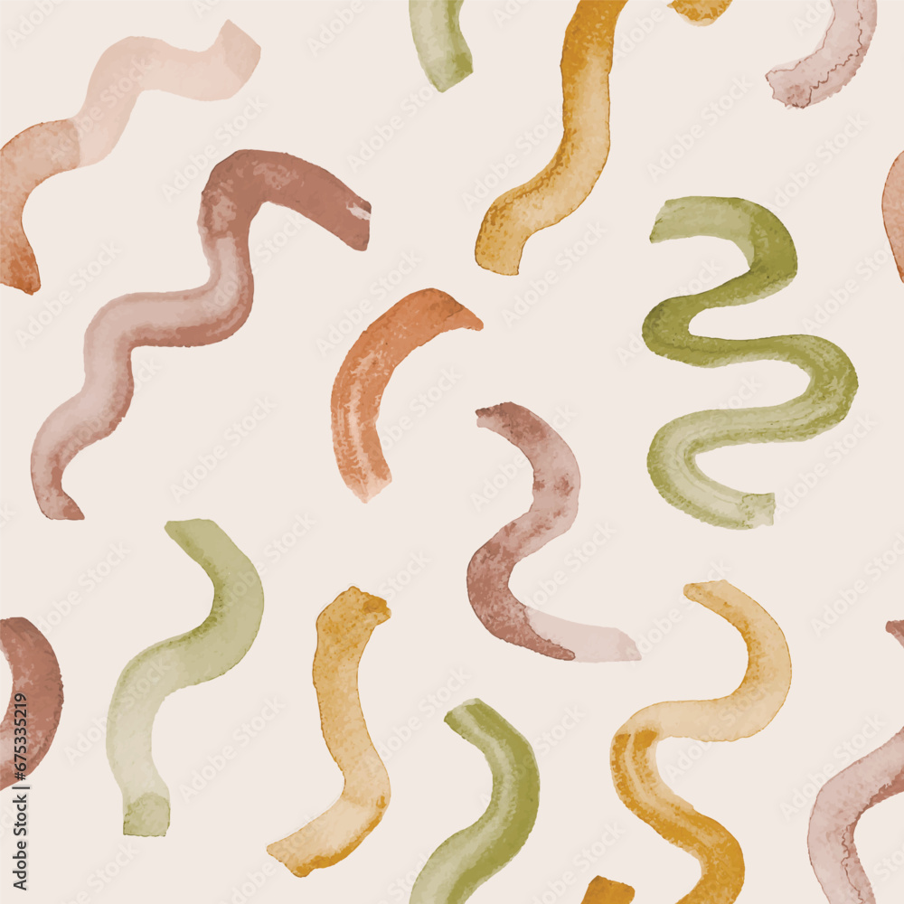 Poster seamless abstract pattern with watercolor curves