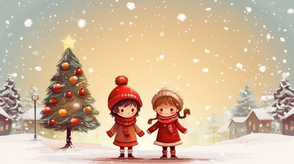 Christmas cartoon watercolor