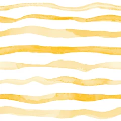 Foto op Aluminium Seamless hand drawn pattern with yellow watercolor stripes © magnia