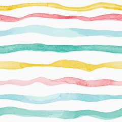 Seamless hand drawn pattern with watercolor stripes - 675335427