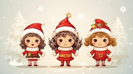 Christmas cartoon watercolor