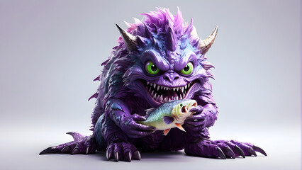 Monster are eating fish 3d generative ai