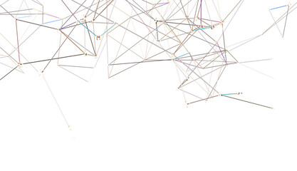 Gene lines and nodes, biological gene structure, 3d rendering.