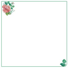 Fototapeta na wymiar frame with flowers, Botanical illustration, flowers painted in watercolor, note sheet, decorative paper