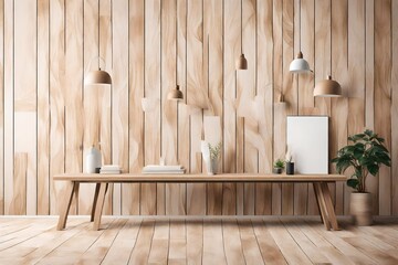 CLEAN SCENE MOCKUP FOR PRODUCTS, WOOD TEXTURE, WALLS, BACKGROUND FOR PRODUCTS