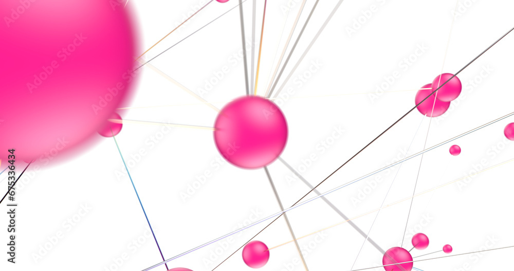 Fototapete Abstract connected dots and lines. Concept of AI technology, Motion of digital data flow.