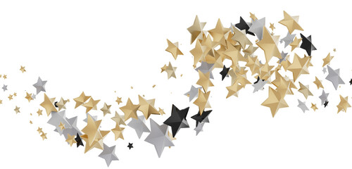 Stars - A gray whirlwind of golden snowflakes and stars. New