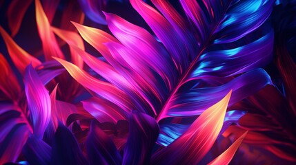 natural abstraction background banner leaves neon colors