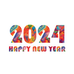 Happy New Year 2024 Colorful Bauhuas Trendy Alphabets Multicolor text. Abstract Art Memphis Characters texts typography vector illustration
