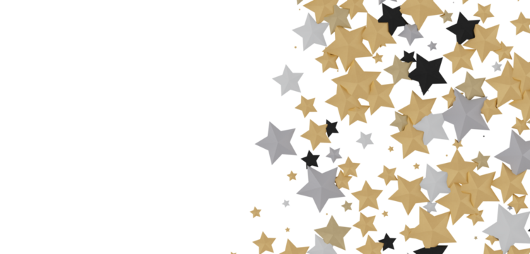 Stars - A gray whirlwind of golden snowflakes and stars. New