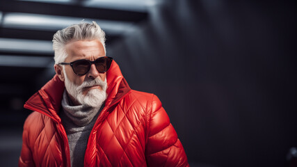 Obraz premium Generative AI photo of cool Santa Claus in winter time hanging out during the holiday season waiting for christmas eve to begin
