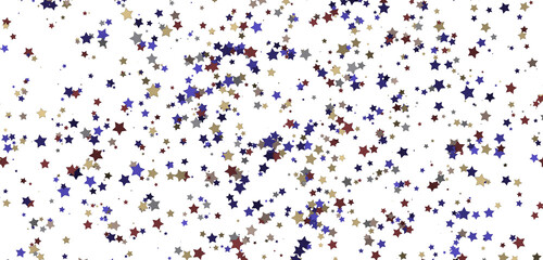 Banner with golden decoration. Festive border with falling glitter dust and stars.