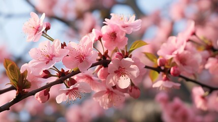 Pink blooms on flowering tree in spring