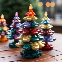 Christmas tree assembled from a children's construction set