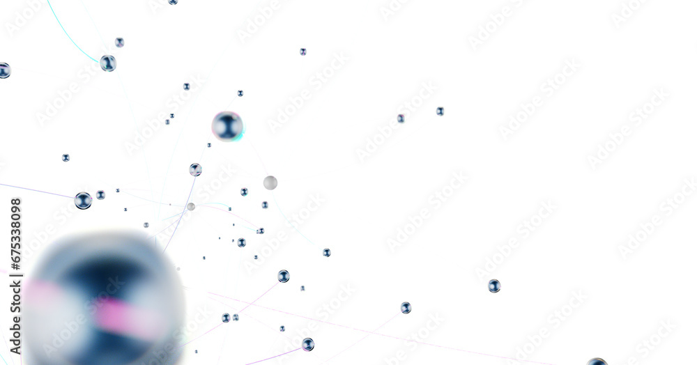 Poster Abstract connected dots and lines. Concept of AI technology, Motion of digital data flow.