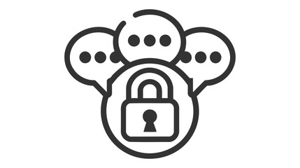 A simple black icon representing secure conversation.