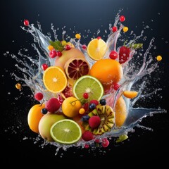 Fruit in water splash 