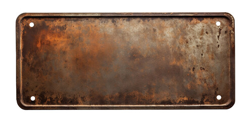 Metal plate with a rusted surface, cut out - obrazy, fototapety, plakaty