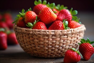 strawberry in a woven basket