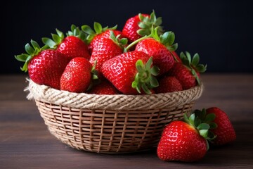 strawberry in a woven basket