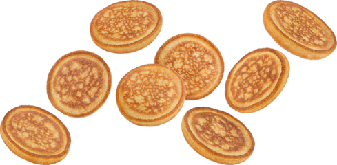 Falling pancakes isolated