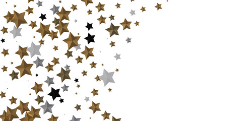 XMAS Stars - Banner with golden decoration. Festive border with falling glitter dust and stars.