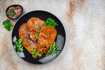 beef tongue hot sauce fresh delicious eating meal cooking appetizer food snack on the table copy space food background