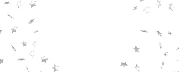 Fototapeta premium Silver star of confetti. Falling stars on a white background. Illustration of flying shiny stars.